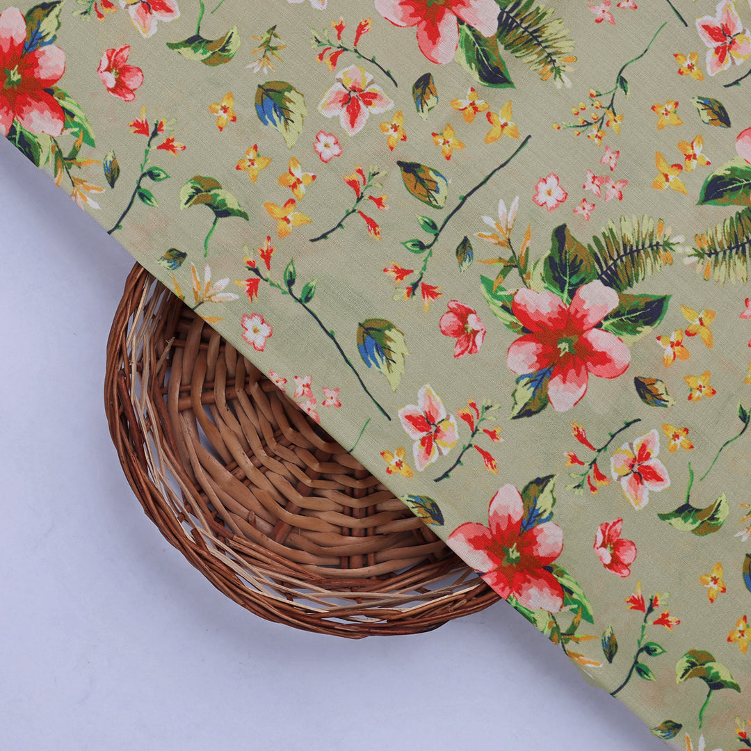 Multicolor Floral Print Muslin Fabric