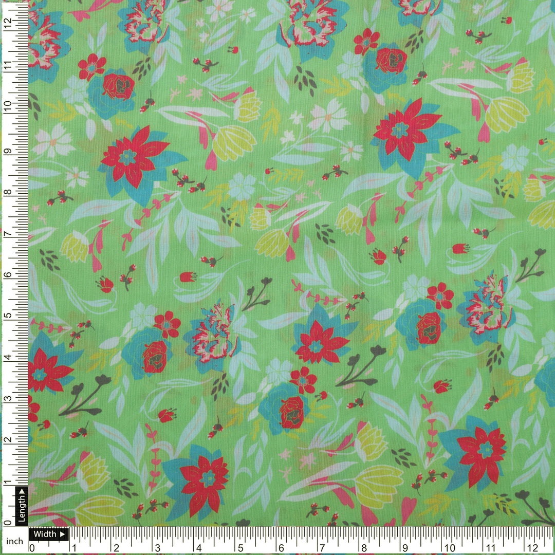 Multicolor Floral Print Muslin Fabric