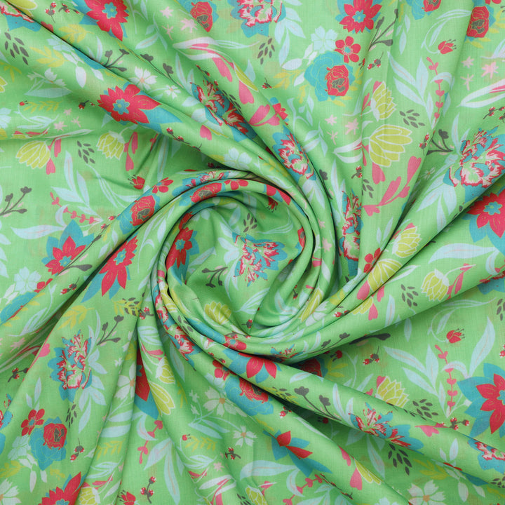 Multicolor Floral Print Muslin Fabric