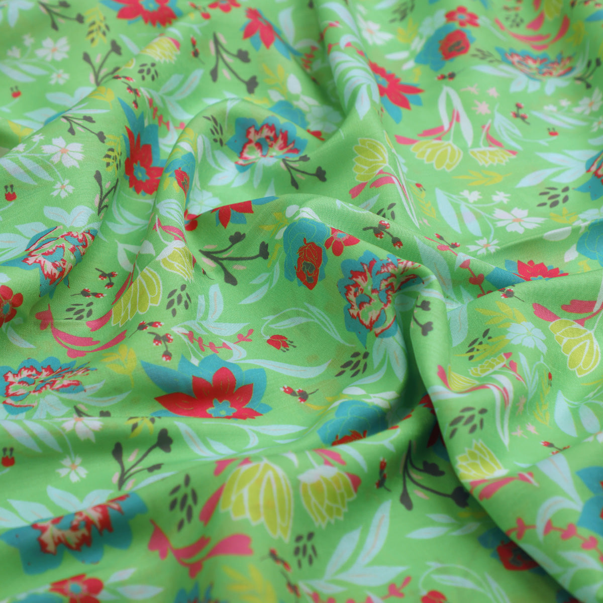 Multicolor Floral Print Muslin Fabric