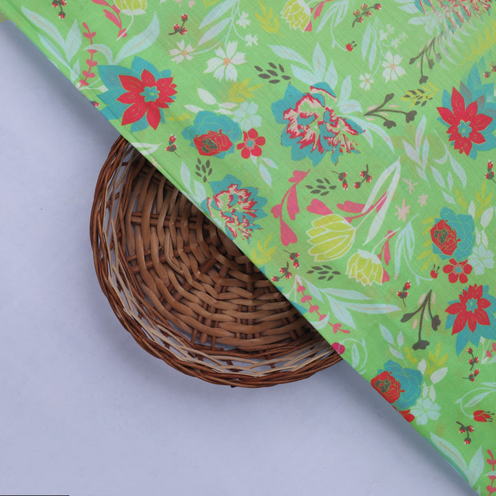 Multicolor Floral Print Muslin Fabric