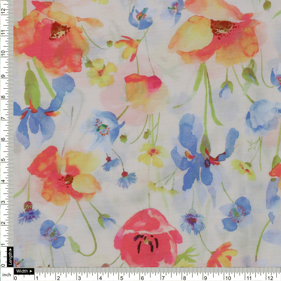 Multicolor Floral Printed Muslin Fabric