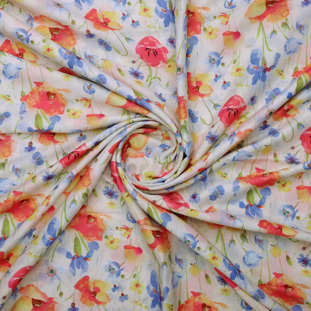 Multicolor Floral Printed Muslin Fabric