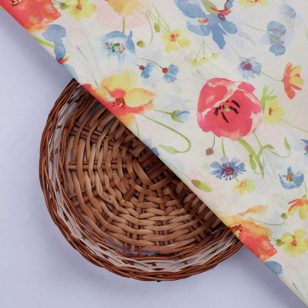 Multicolor Floral Printed Muslin Fabric