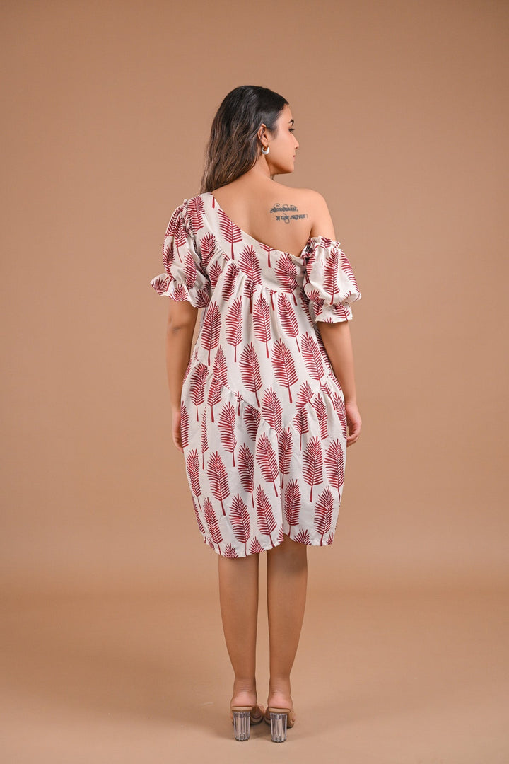 Off-Shoulder Tiered Printed Midi Dress