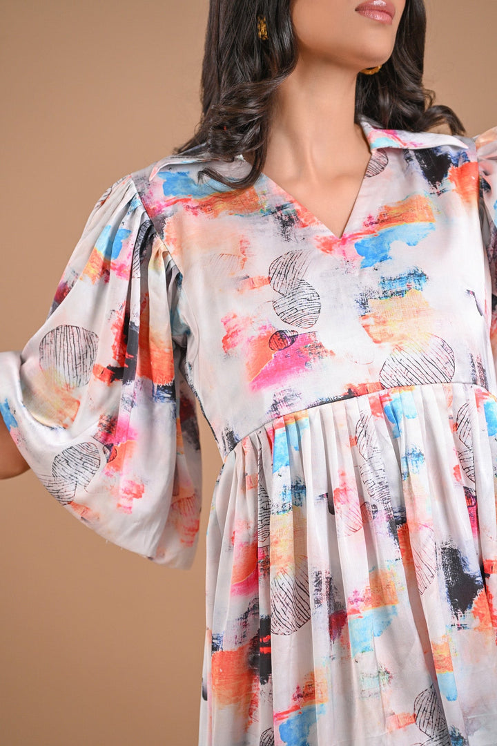 Abstract Print Casual Dress