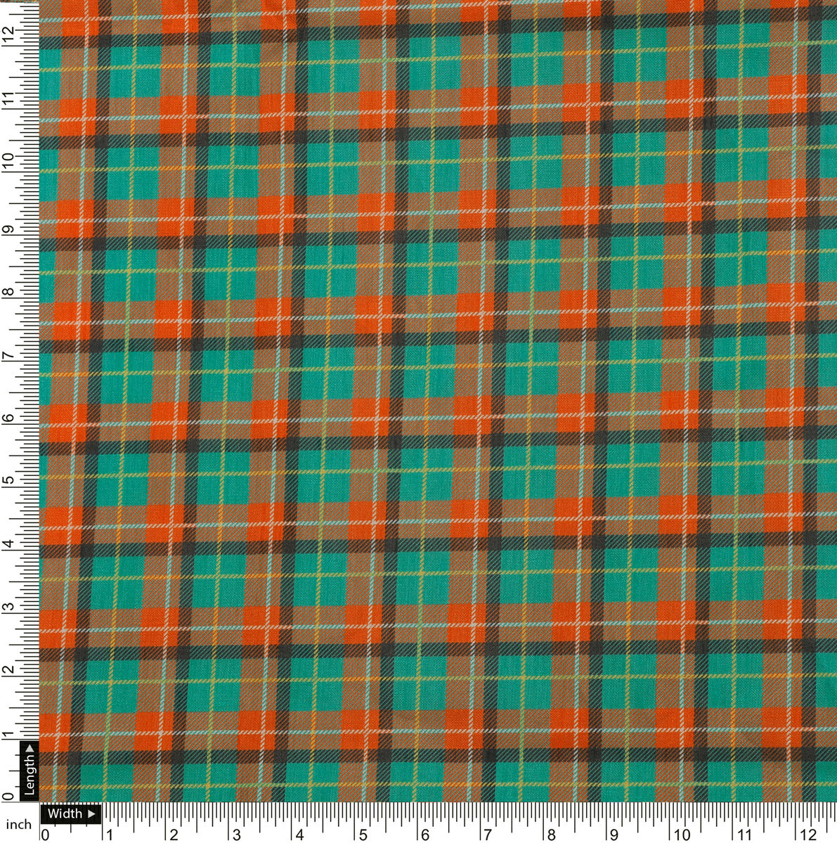 Mini Check Patterns Digital Printed Fabric - Tusser Silk