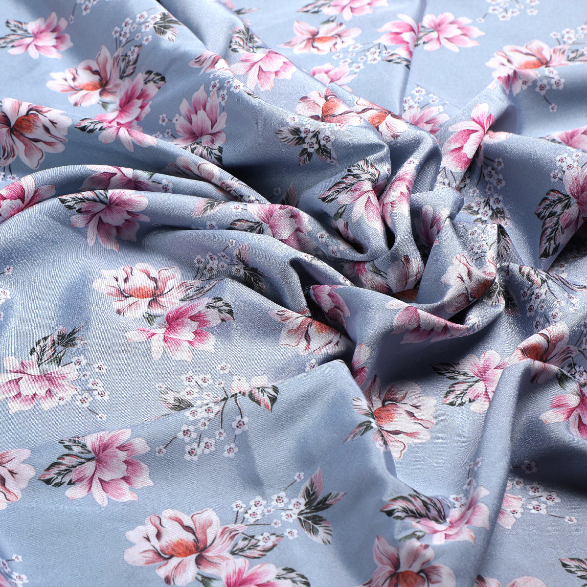 Decorative Tiny Chintz With Lily Digital Printed Fabric - Silk Crepe