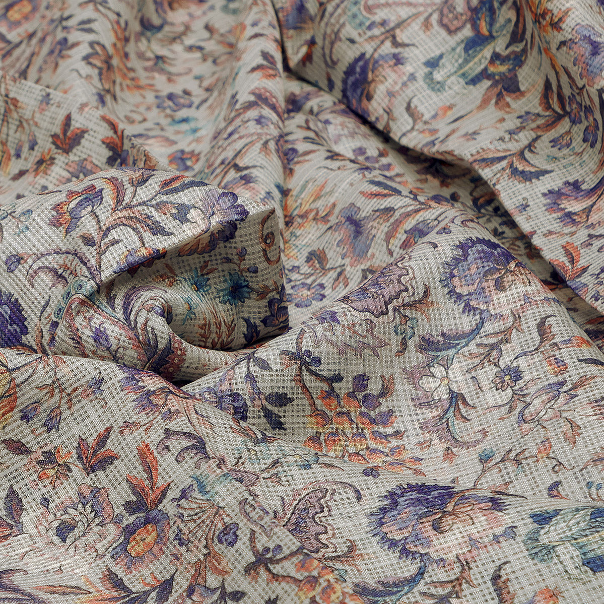 Gorgeous Kalamkari Printed Kota Doria Fabric Material