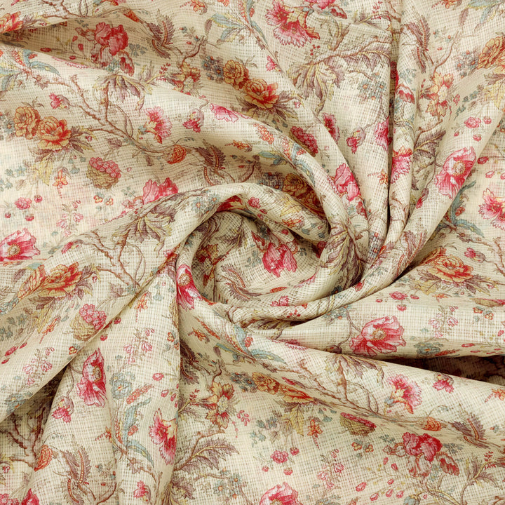 Gorgeous Floral Velly Kota Doria Digital Printed Fabric Material