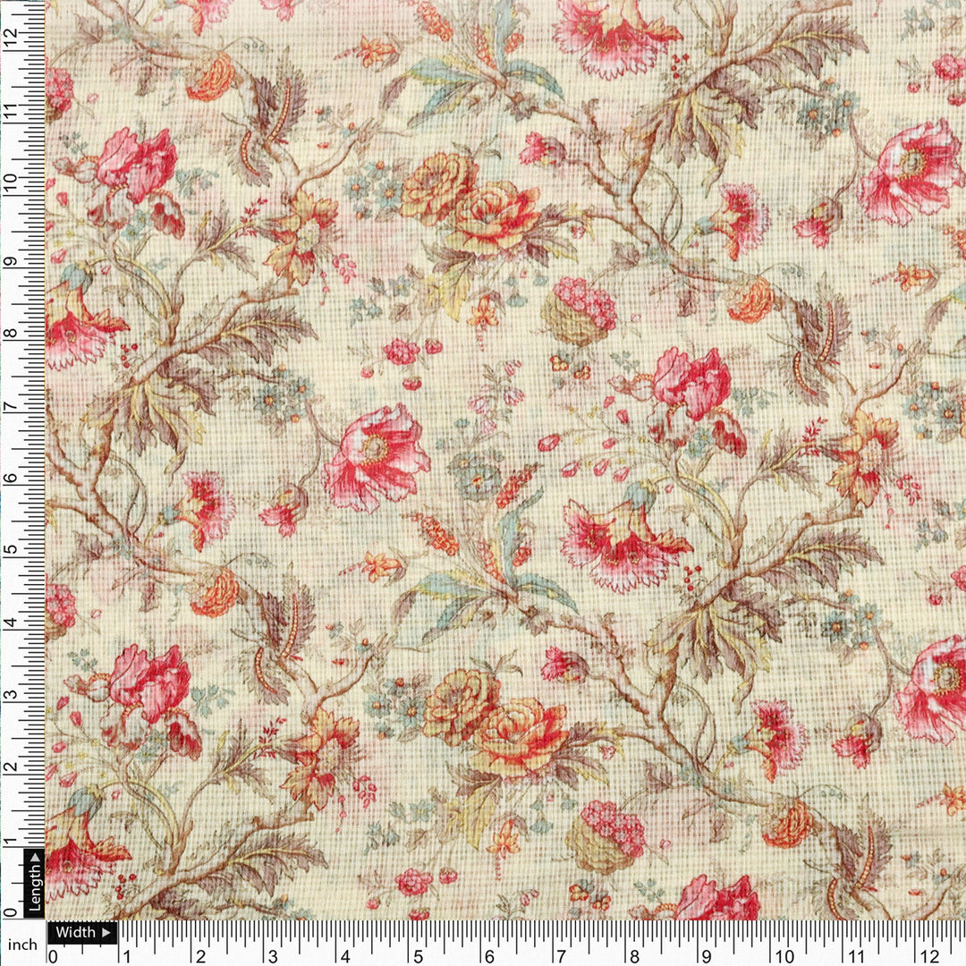 Gorgeous Floral Velly Kota Doria Digital Printed Fabric Material