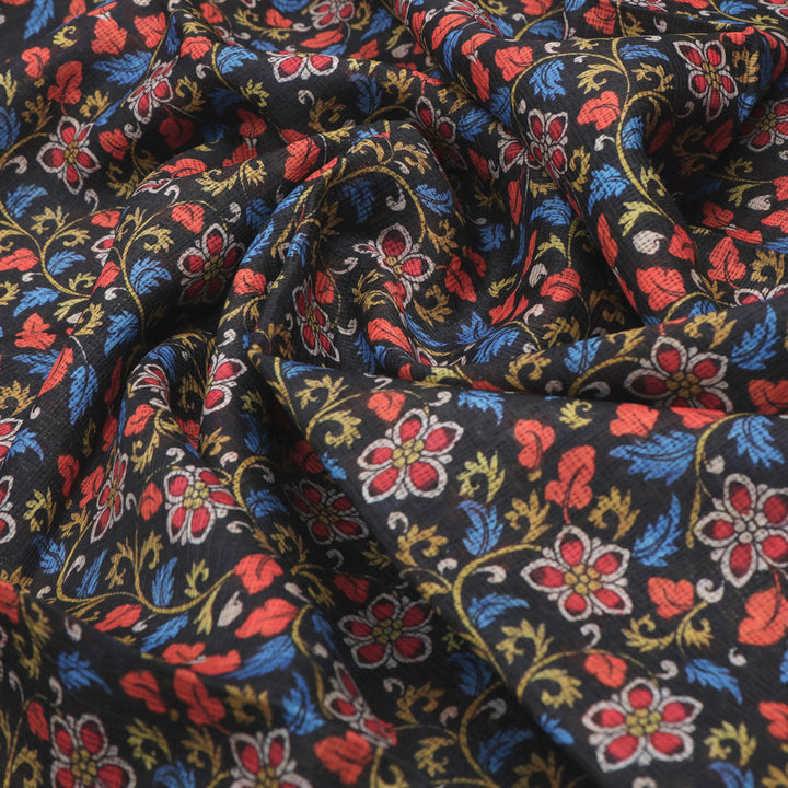 Stunning Floral Velly Kota Doria Fabric Material