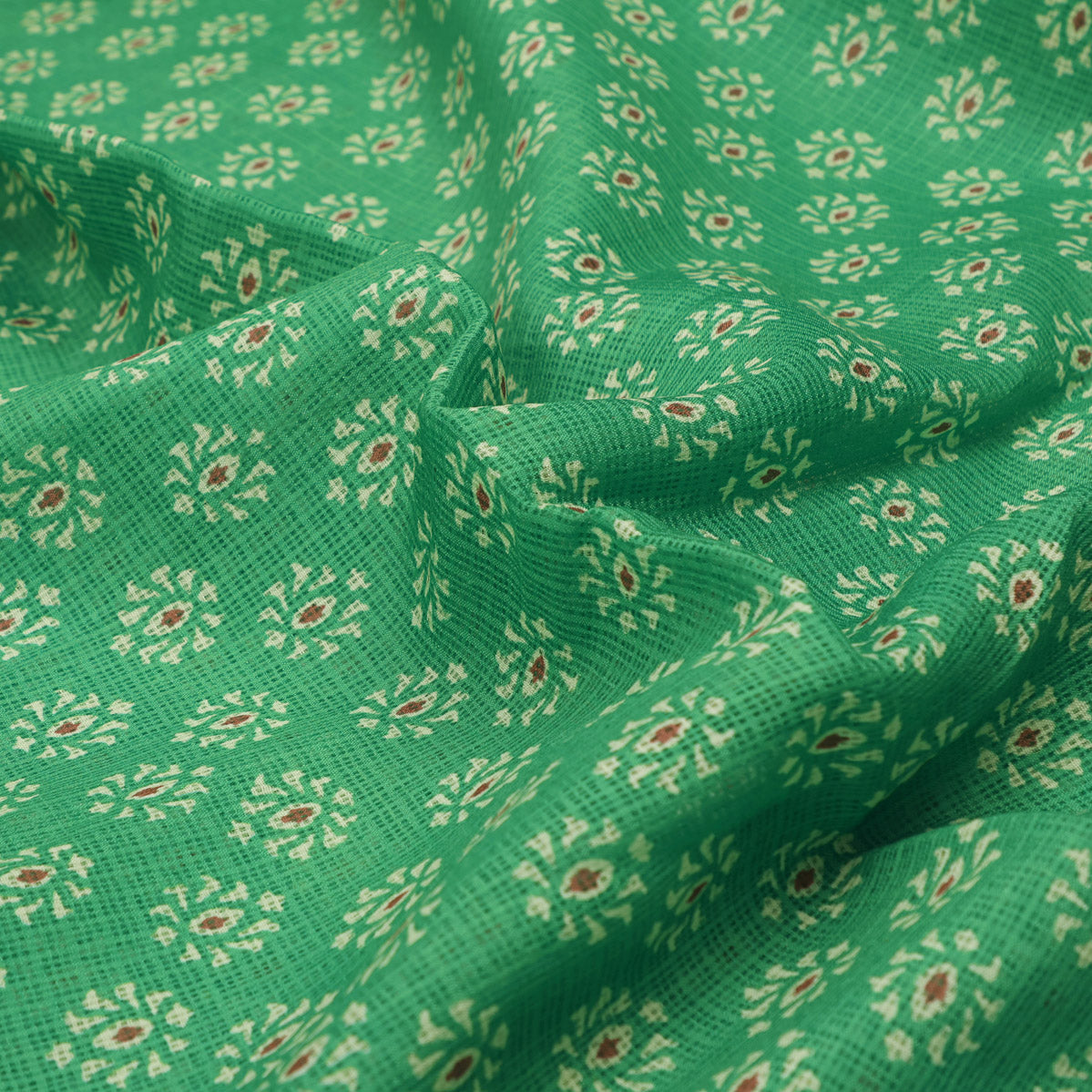 Enchanting Damask Print on Exquisite Kota Doria Fabric Material