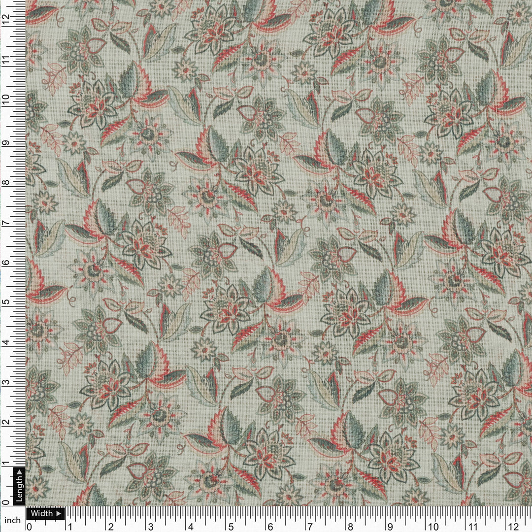 Classy Floral Velly Kota Doria Digital Printed Fabric Material