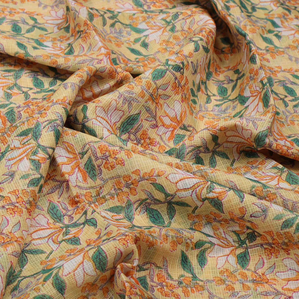 Gorgeous Floral Velly Kota Doria Fabric Material for Enchanting Creations