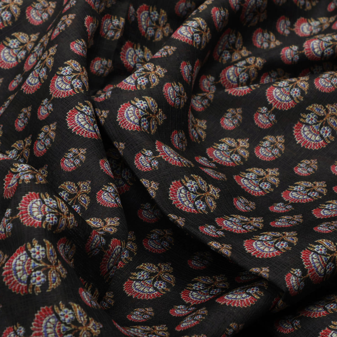 Classy Kota Doria Damask Floral Butti Printed Fabric Material