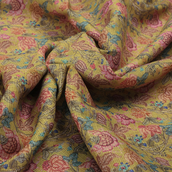 Gorgeous Floral Kota Doria Fabric Material for Classy Outfit Making