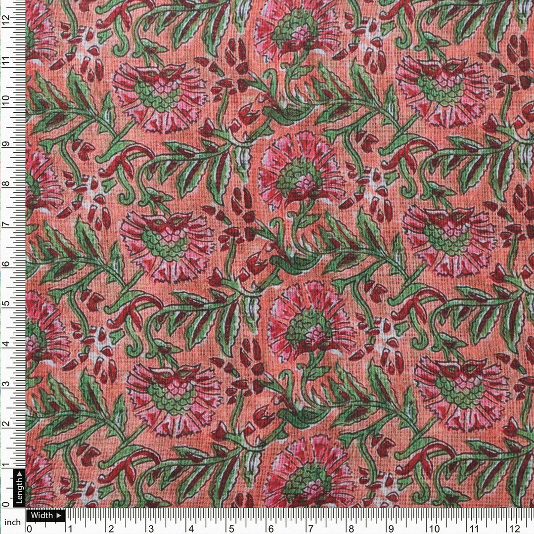 Gorgeous Floral and Leaves Kota Doria Digital Printed Fabric Material