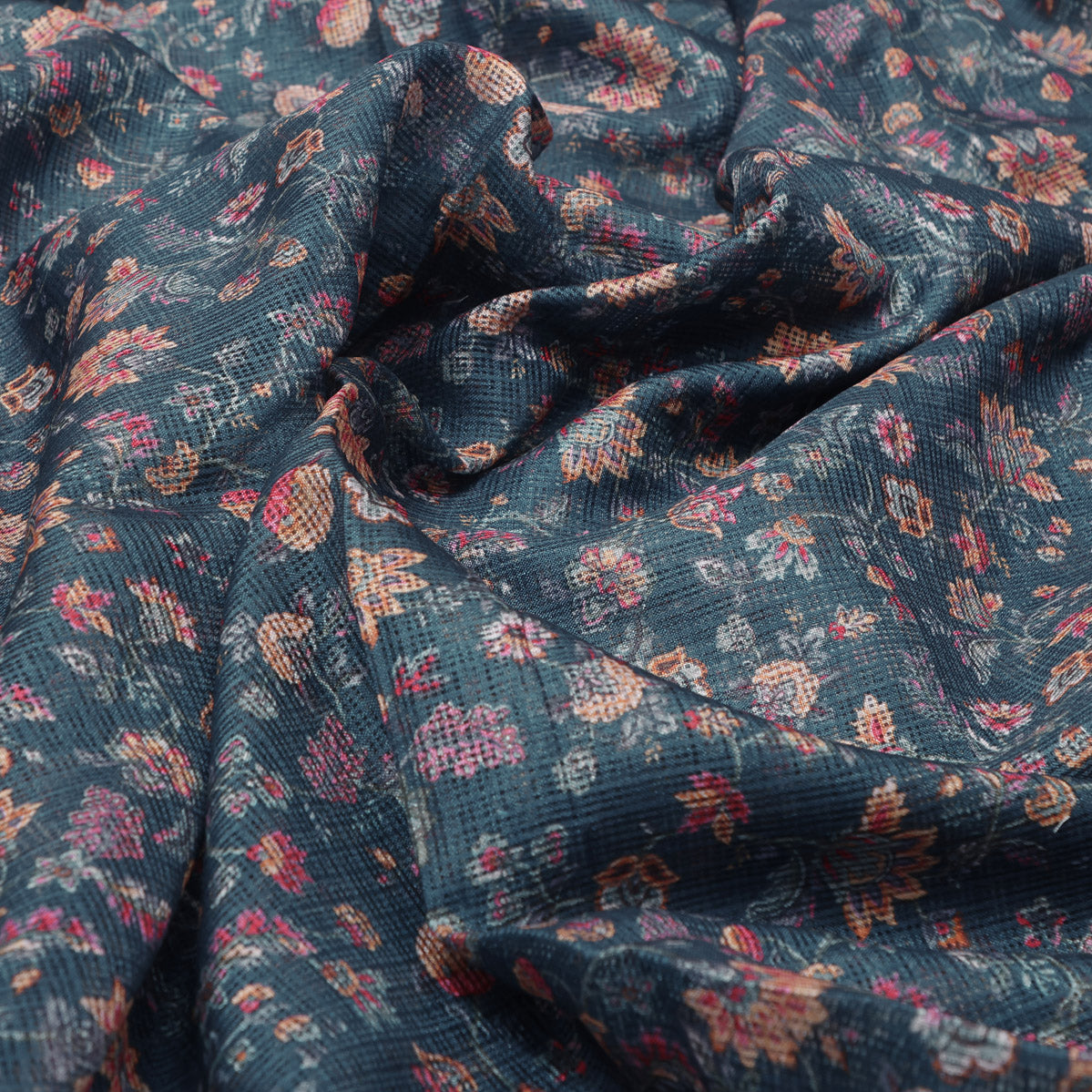 Floral Velly Kota Doria Printed Fabric Material