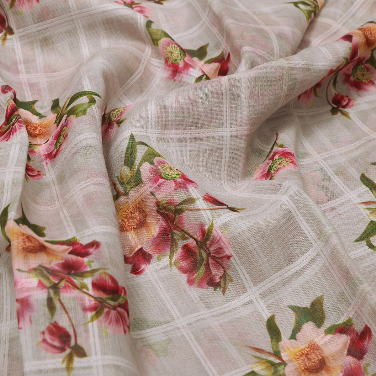 Gorgeous Floral Print Linen Fabric