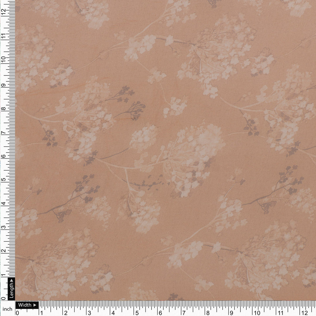 Brown Brush Painted Flower Digital Printed Fabric