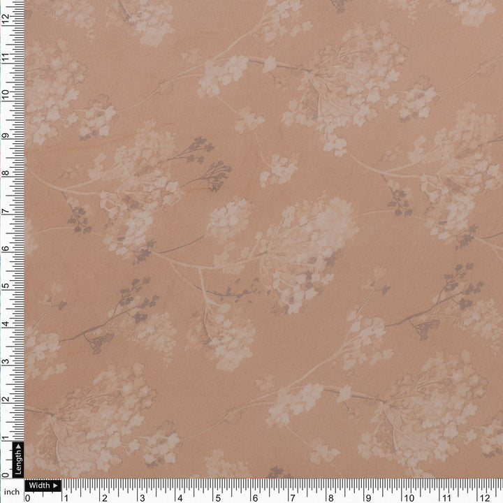 Brown Brush Painted Flower Digital Printed Fabric