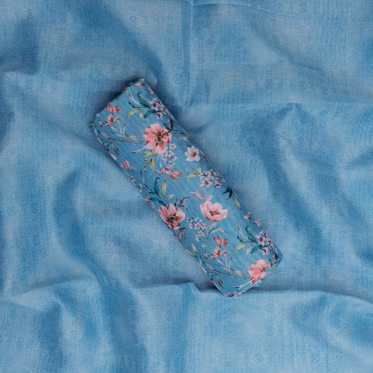 Blue Floral Chanderi Fabric Set 5 Meters