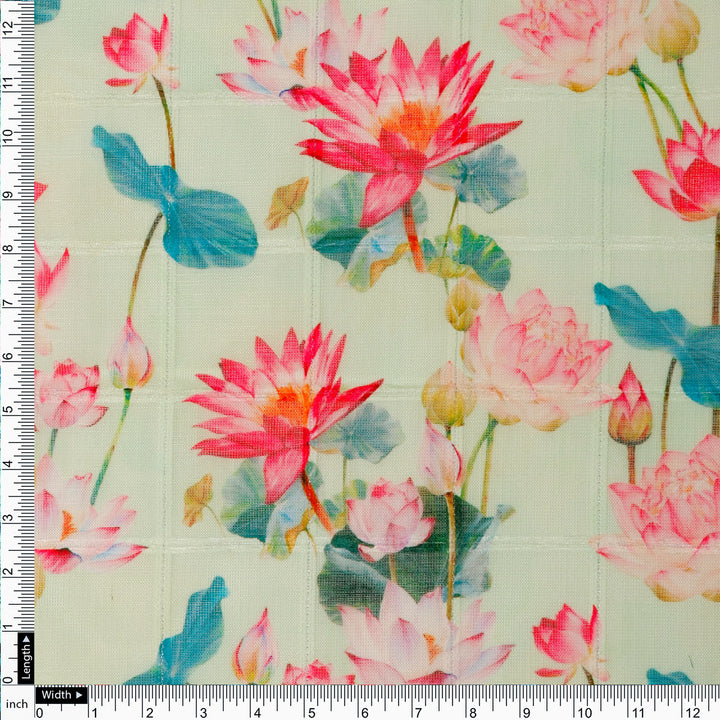 FAB VOGUE Studio Digital Printed Linen Fabric - Floral Green