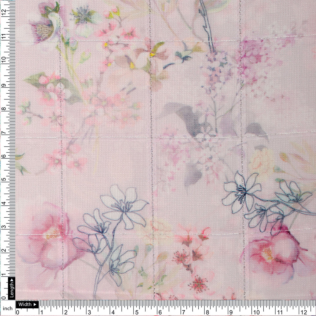 FAB VOGUE Studio Digital Printed Linen Look Polyester Fabric - Pink Floral