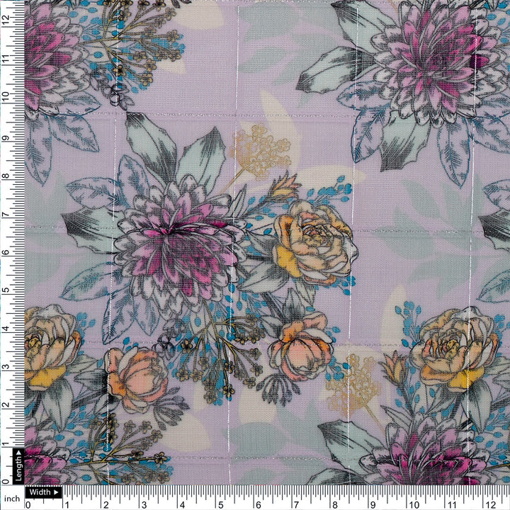 FAB VOGUE Studio Linen Digital Printed Fabric - Floral Pattern