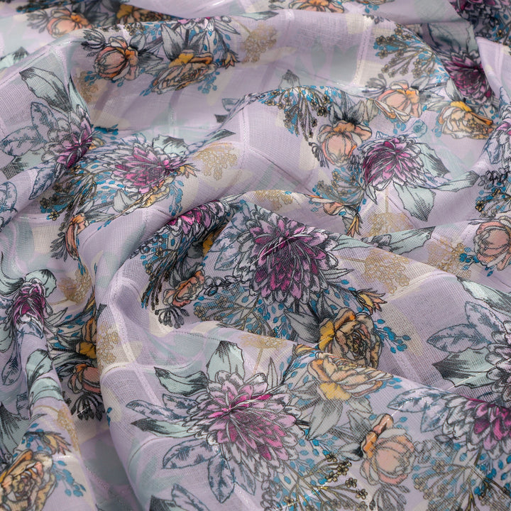 FAB VOGUE Studio Linen Digital Printed Fabric - Floral Pattern