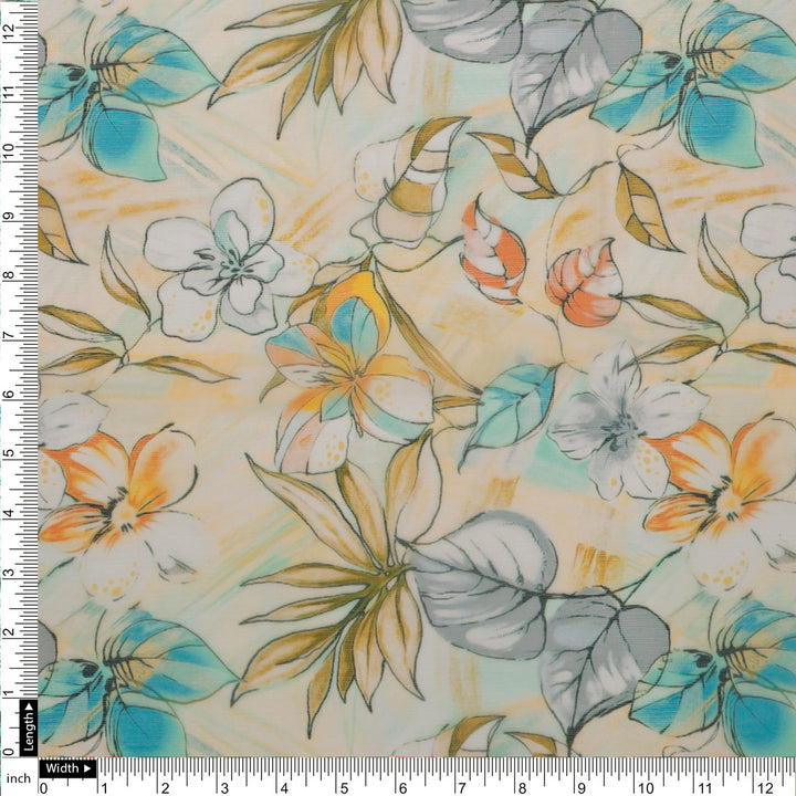 FAB VOGUE Studio Floral Printed Chiffon Fabric -  Lightweight,  Soft and Flowy for Dresses, Scarves, Crafts