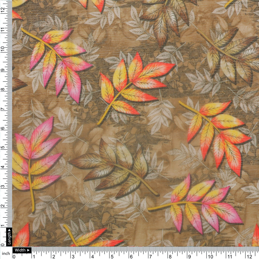 FAB VOGUE Studio Digital Printed Chiffon Fabric - Autumn Leaves