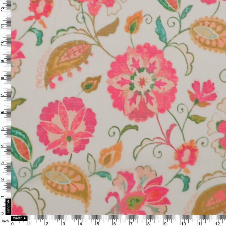 FAB VOGUE Studio Digital Printed Chiffon Fabric -  Floral Delight