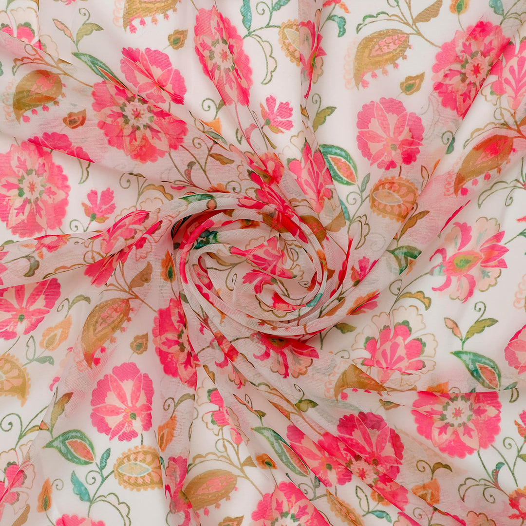 FAB VOGUE Studio Digital Printed Chiffon Fabric -  Floral Delight