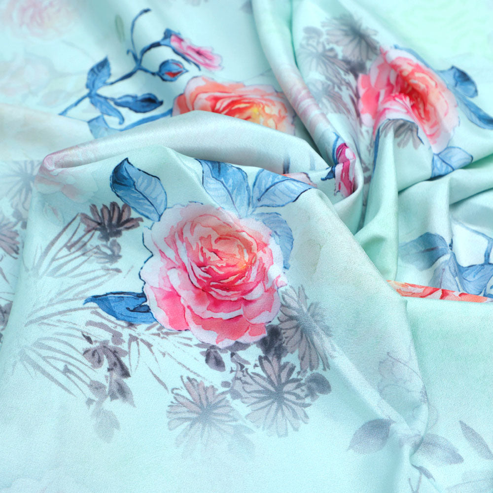 FAB VOGUE Studio's Floral Digital Printed Silk Crepe Fabric