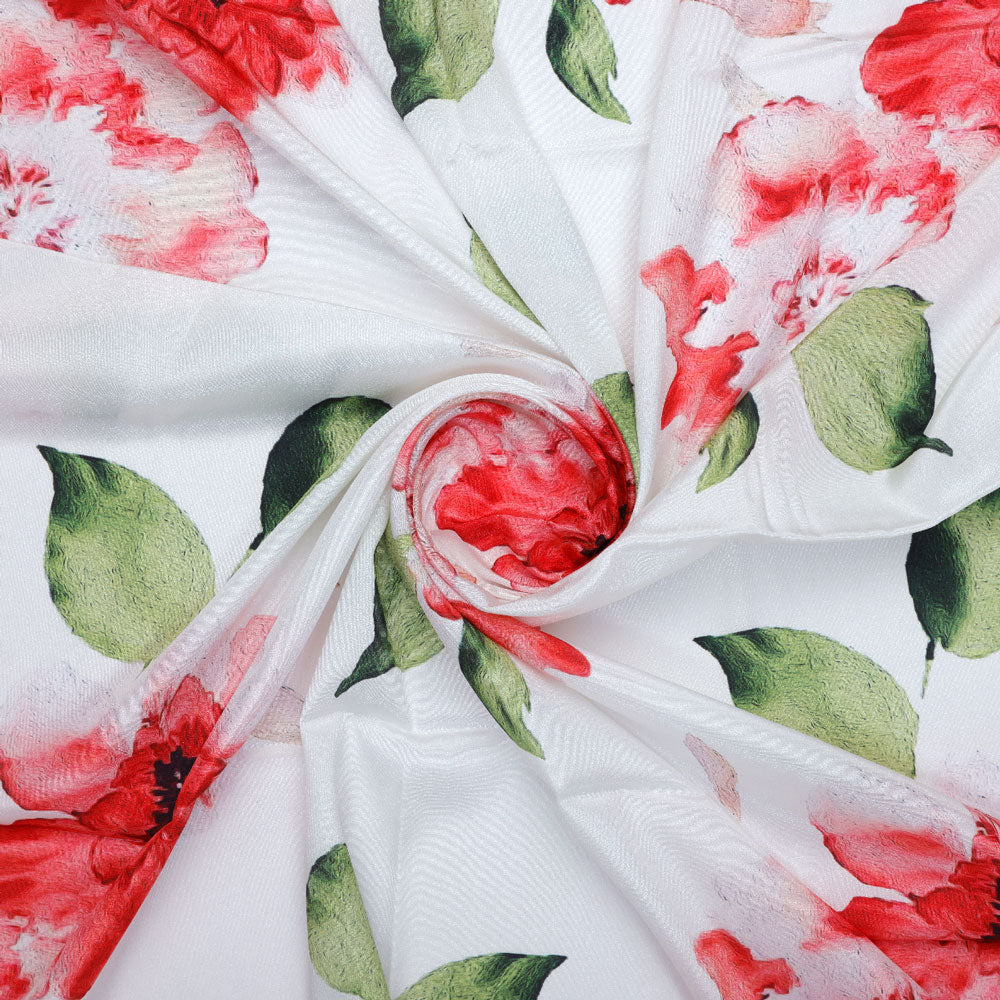 Classy damask floral print silk crepe fabric from FAB VOGUE Studio