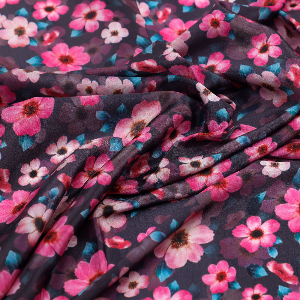 Gorgeous floral digital printed silk crepe fabric from FAB VOGUE Studio