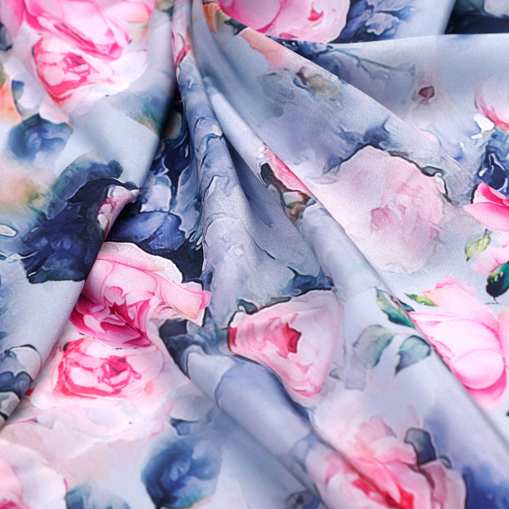 Classy Multicolor Floral Digital Printed Silk Crepe Fabric by FAB