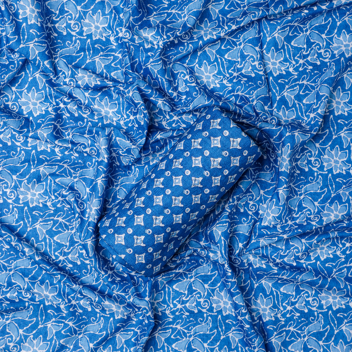 Indigo Printed Unstitched Suit Set (5 Meter Set)