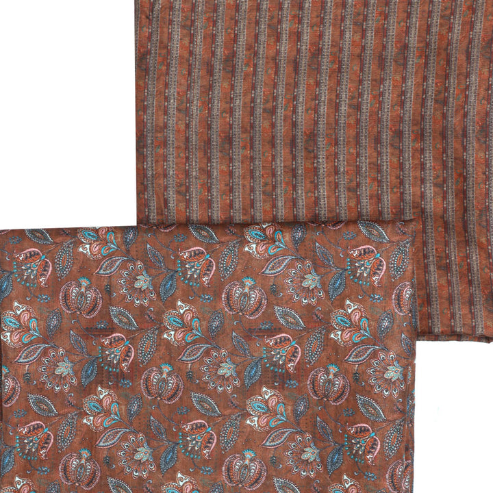 Brown Mul Cotton Printed Unstitched Fabric Set (5 Meter Set)