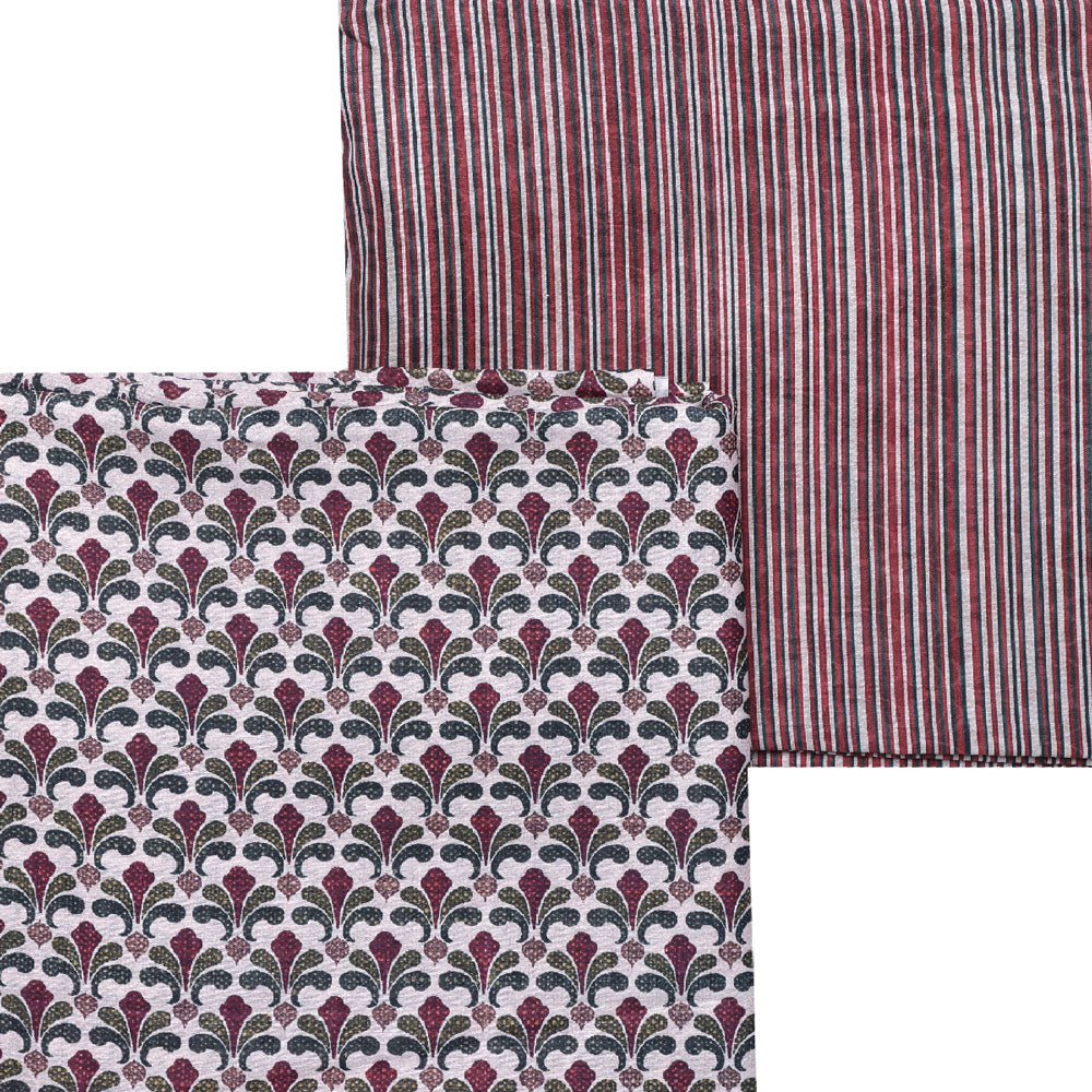 Brown Mul Cotton Printed Unstitched Fabric Set (5 Meter Set)