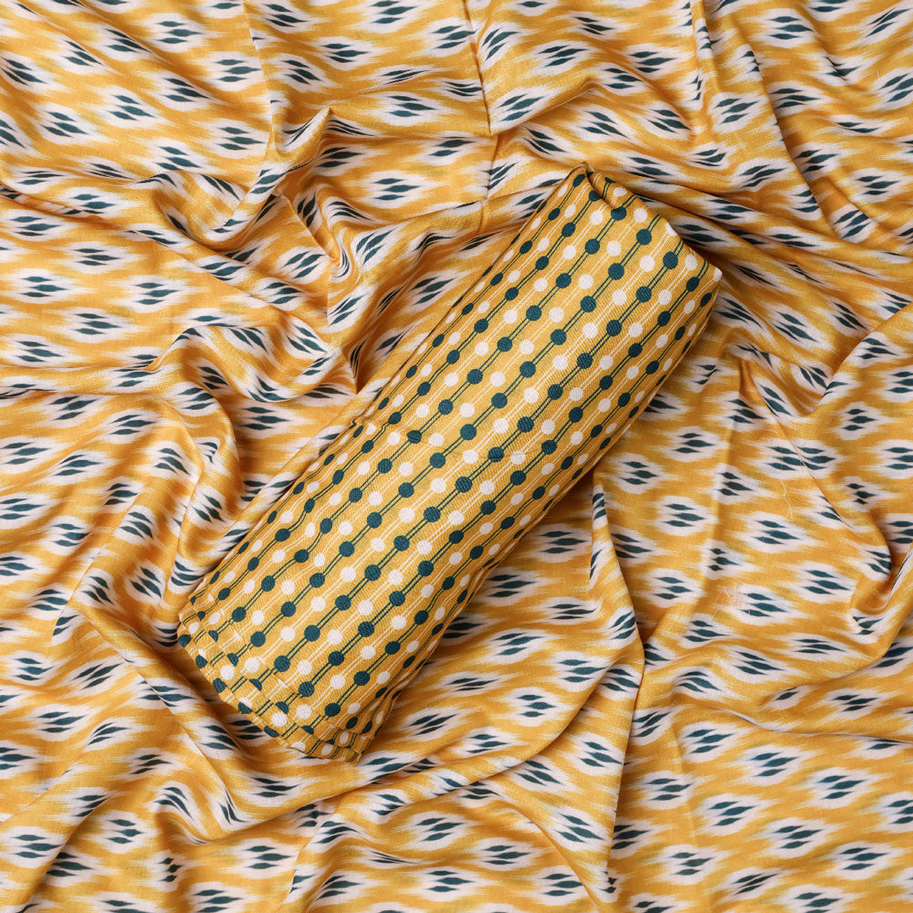 Yellow Mul Cotton Printed Unstitched Fabric Set (5 Meter Set)