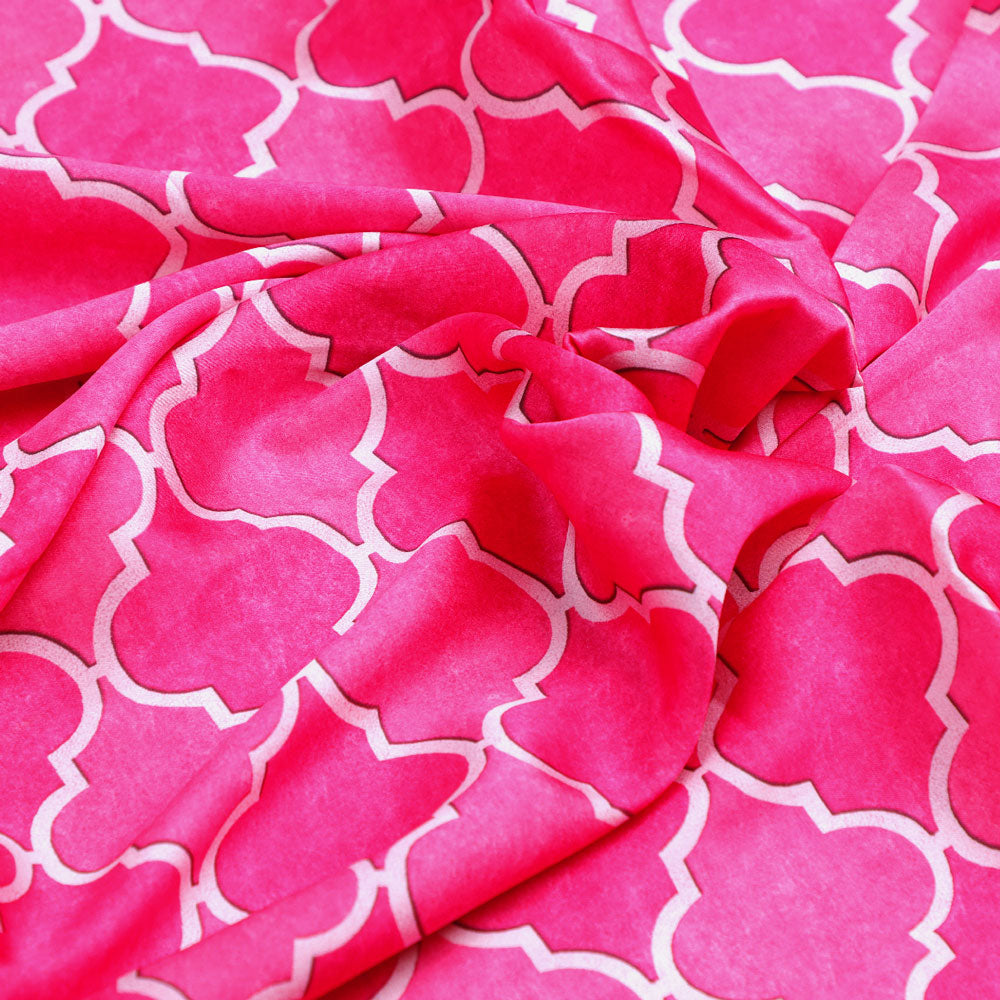 Gorgeous pink Ogee digital printed fabric from FAB VOGUE Studio