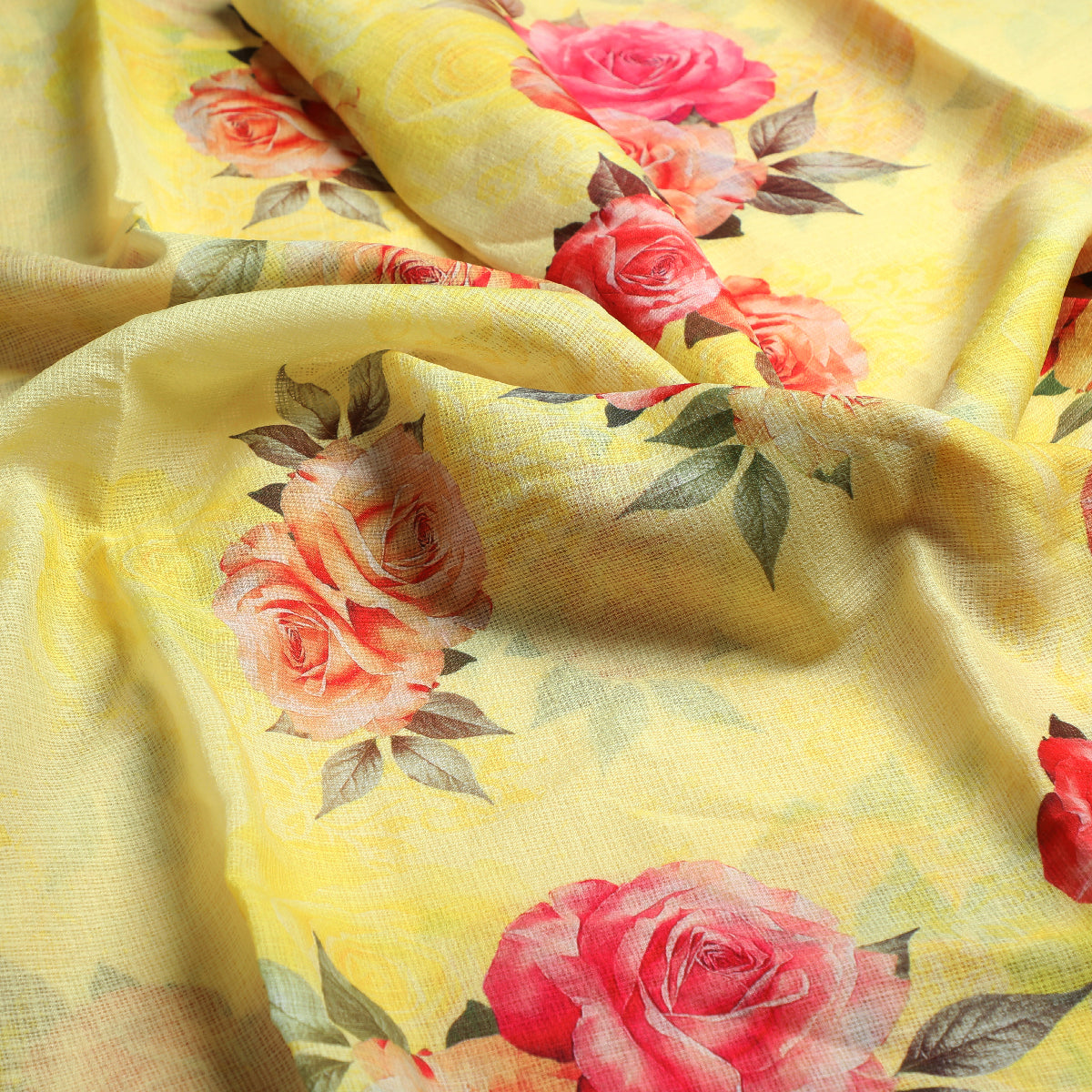 Gorgeous floral printed kota doria fabric from FAB VOGUE Studio