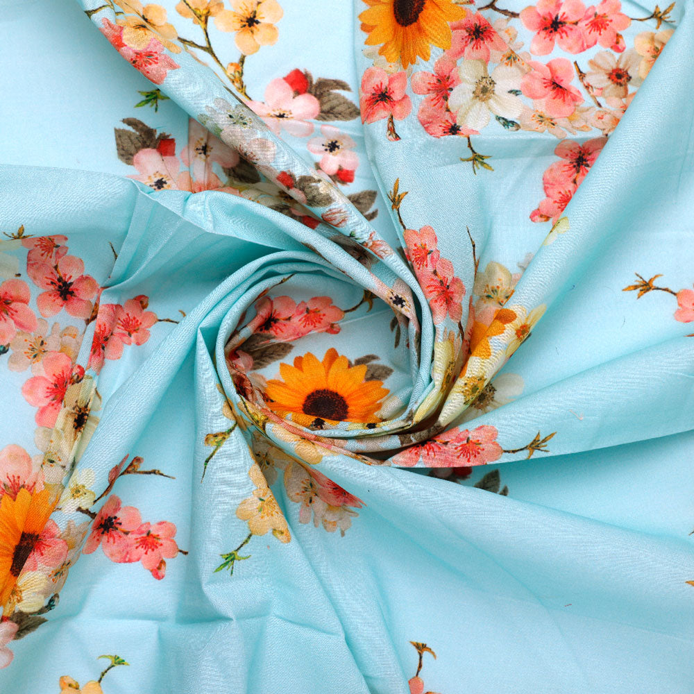 Silk Crepe Fabric  Orange Floral Printed Fabric For Shirt – FAB VOGUE  Studio®