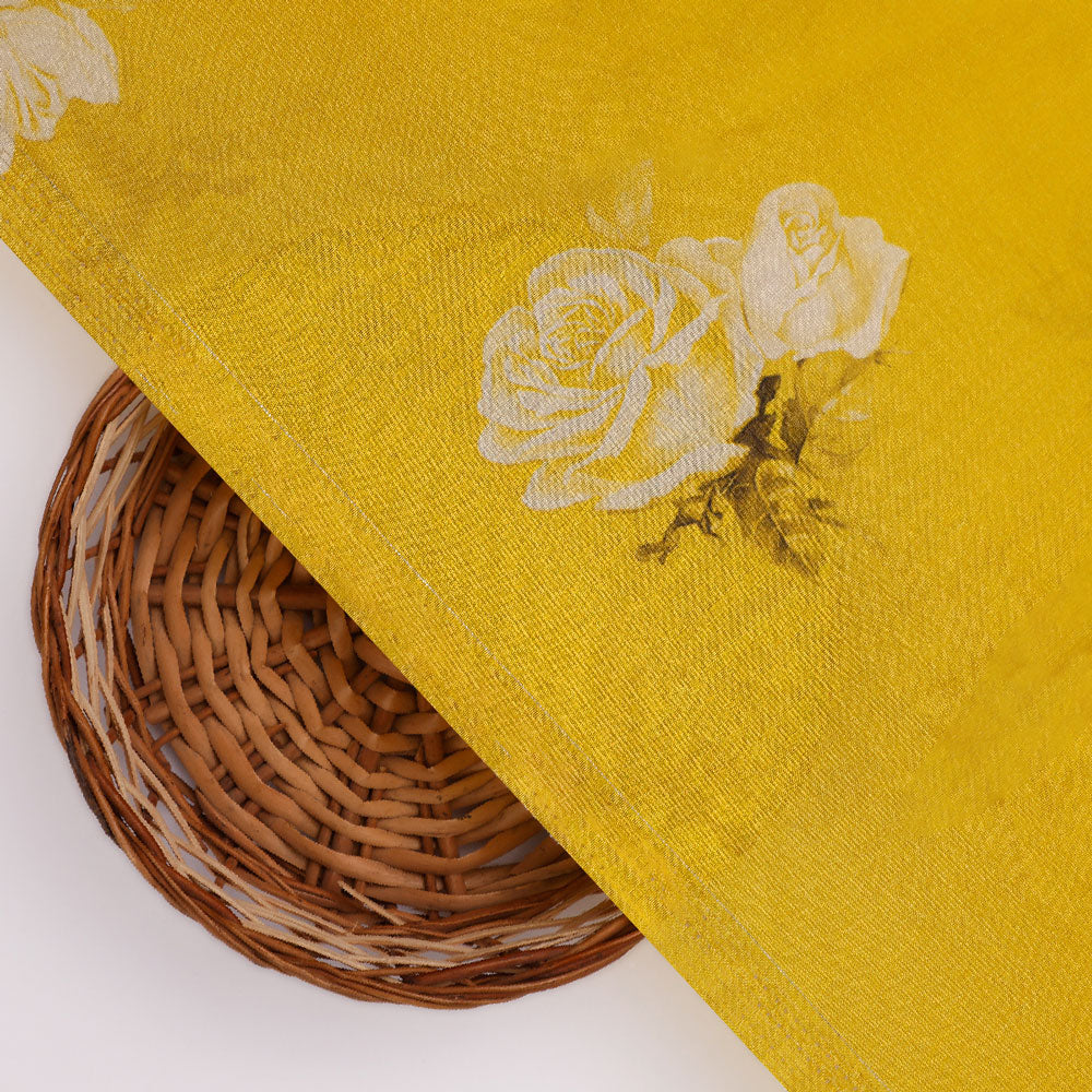Digital Printed Pure Muslin Cotton in Yellow : TAN145