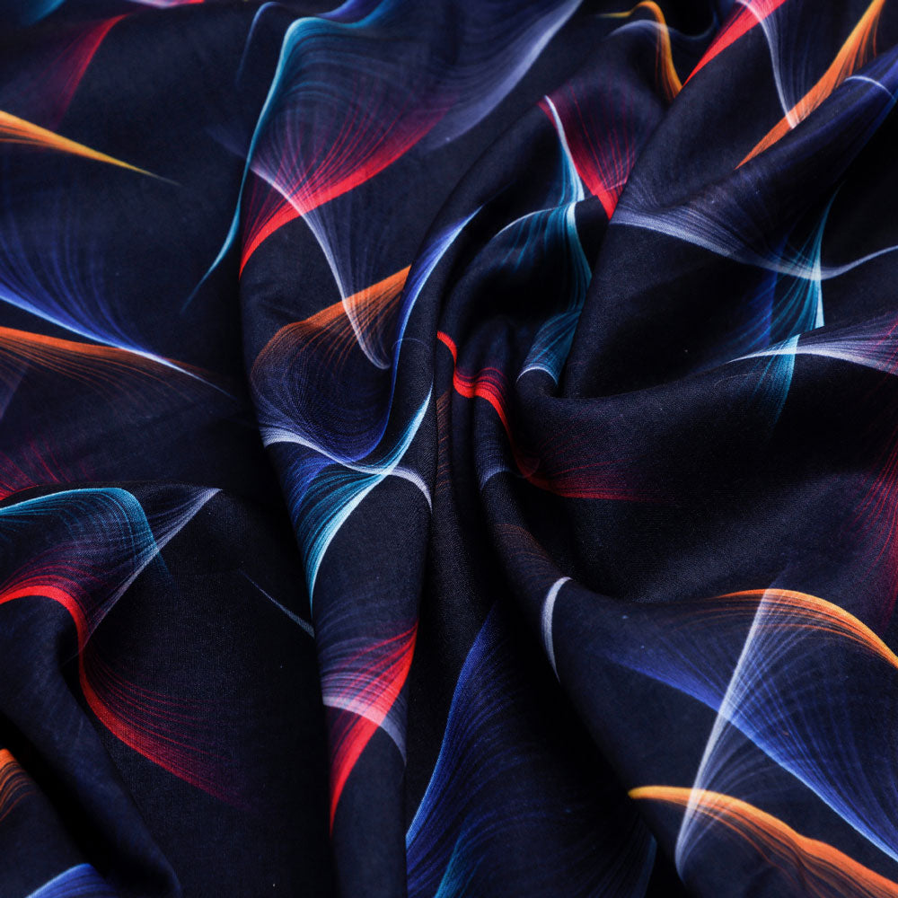 Abstract feather digital printed cotton fabric from FAB VOGUE Studio