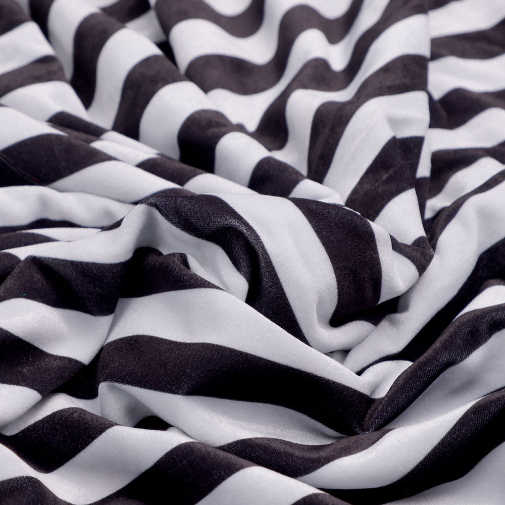 Gorgeous black and white striped velvet fabric by FAB VOGUE Studio