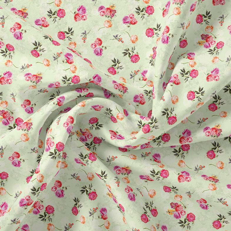 Pista Flower Silk Crepe Printed Fabric - FAB VOGUE Studio®